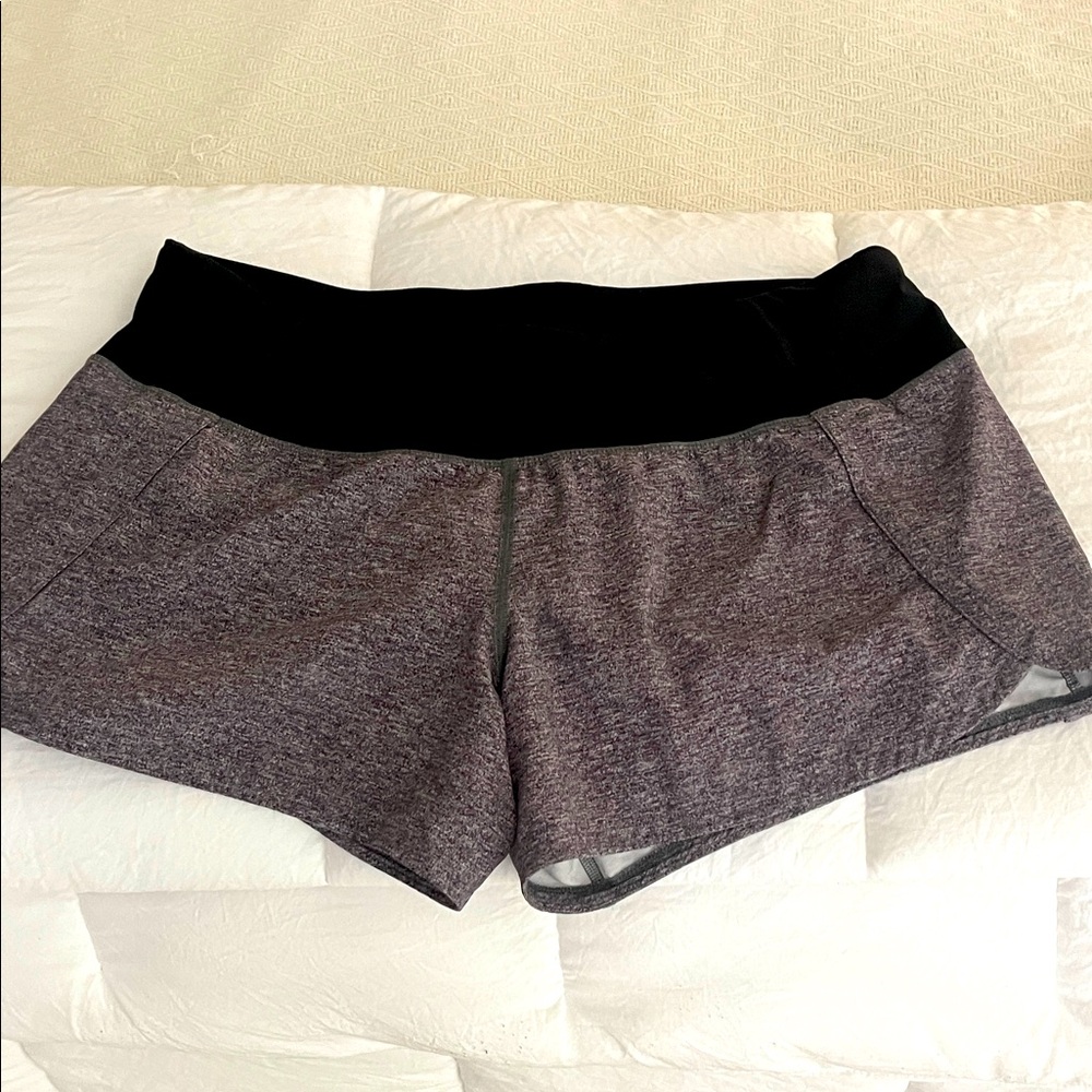 Lululemon Athletica Heathered Gray and Black Speed  Shorts